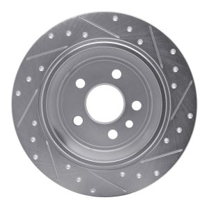 Land Rover LR2 Brake Rotor (1) - Rear Left - R1 Concepts - Drilled & Slotted - Silver - `13-`15